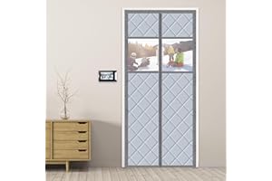 Dawdix Magnetic Thermal Door Curtain 90x210CM,Keep Warm Thermal Door Cover Externally Visible Insulated Door Cover, Thermal Insulated Door Curtain for Bedrooms,Balconies and Living Rooms,Grey