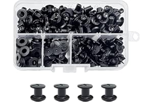 CANGCANG 100 Sets M5x5mm Rivet Chicago Binding Screws,Black Screw Rivets, Chicago Screw Posts, Book Binding Rivets,Nails Rivets Chicago Button for Leather Belt Bags DIY Book ﻿