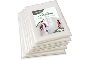 6 Pack Extra Large Dust Sheets 4m x 5m (13 x 16ft) | Abacus Range Heavy Duty Plastic Polythene Covers for Decorating, Painting, Furniture & Floor Protection