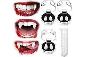 CHUANKEFANXING 3 Pairs Vampire Teeth, Vampire Fangs for Halloween, 3 Sizes Vampire Fangs Teeth with Adhesive for Halloween Cosplay, Cosplay Props Vampire Costume Accessories for Halloween Party