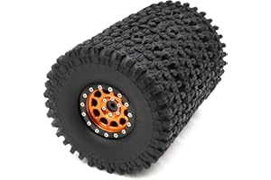 HOBBYSOUL RC Height 4.72'' / 120mm Tires Rubber Tyres Mounted Aluminum 1.9 Beadlock Wheels Orange Black Fit for 1/10 RC Mud Rock Crawler Redcat Gen8 Traxxas TRX-4 Tamiay CC01 Axial SCX10, (4-Pack)