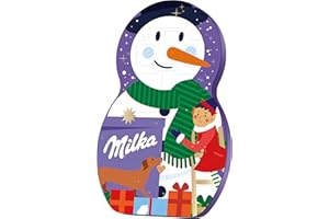 ‎MILKA Milka Snow Mix Adventskalender – Bunter Weihnachtskalender mit Schokolade, Kugeln & gefüllter Schneemann-Figur – 236g