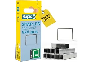 Rapid Bredtrådsklammer 140, Benlängd 8 mm, Galvaniserat stål, 970-pack | Bred rygg för säker fastsättning i isolering, plastfolie, kartong och mattor, hög fasthållningsförmåga, precisionsklippta ben