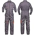 NORMAN Grey Work Wear Men's Overalls Boiler Suit Coveralls Garage Overalls Mechanics Boilersuit Protective