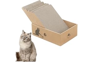 DYUEE 5 Pcs Cat Scratching Board with Box, Reversible Scratch Pad, Corrugated Scratching Lounge for Indoor Kitty to Rest Play, 5 in 1 Cat Scratching Pad