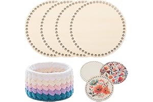 Yuiturt 4pcs 5.91" Round Wooden Crochet Bag Bottom, Wooden Crochet Bag Bottom for Basket DIY, Christmas Basket Weaving Supplies Braided Bags Shoulder Bags, Storage Baskets and Sewing Bag Making