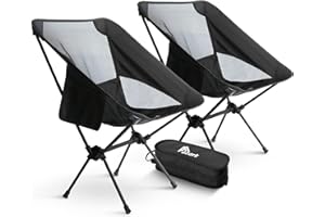 azark Set of 2 Portable Camping Chair, Compact Ultralight Chair, Collapsible Chair in a storage bag, Perfect Camping accessories, Use for Outdoor, Garden, Camping, Picnic, Hiking & Fishing - BLACK