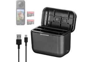 AXFEE Insta360 X4 Battery Charger, Battery Charger Replacement for Insta 360 x4 Battery, Fast Charger Insta360 X4 Accessories Compatible with Insta 360x4 Camera, Black