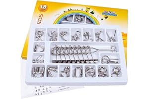 JasCherry 18 Pezzi Rompicapo Puzzle Giocattoli di Metallo Set - Giochi Logica Rompicapi per Adulti Gioco di Mente Puzzle di Ferro per Adulto - Giocattolo Bambini e Ragazzi #1