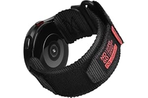 Nereides 20mm Watch Strap Compatible with Samsung Galaxy Watch 7 6 5 4 FE 40mm 44mm/6 4 Classic/5 Pro, Nylon Sport Band Compatible with Garmin Vivoactive 6 5 3/Forerunner 645 55 245 (L, Black)