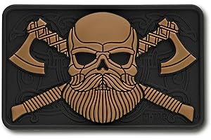 M-Tac Taktischer Bart- und Schädelpatch, Moralisches Patch, militärische Ausrüstung, für Kleidung, Jacken, Rucksäcke, Hüte, mit Haken-Clips (Schwarz/Kojotte)