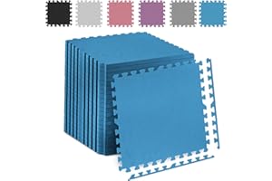 FK Sports 12mm Thick Gym Flooring Mat, Non-Skid mats, Soft Cushion EVA Rubber Foam, Interlocking Puzzle Floor Tiles for kids toddlers for home Yoga Workout, 60x60cm, Cross Pattern