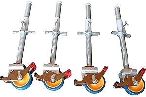 AC Steigtechnik Gerüstrollen 125 mm mit Stahlspindel, doppelt gebremst, lotrecht stehend, Set mit 4 Stück, passend zu verschiedenen Herstellern