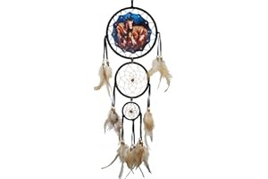 Remorlet Traumfänger mit Wolfsadler, Wanddekoration für Jungen, Kinderzimmer, großer Traumfänger, Wandbehang (DC14 Pferd)