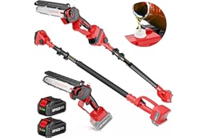 Avhrit 2-in-1 Cordless Pole Saw & Mini Chainsaw 6 Inch, Electric Pole Saws with 2 x 4000mAh Batteries, Power Extension Chain Saw for Tree Limb Branch Cutter Pruner,15.5-Foot MAX Reach