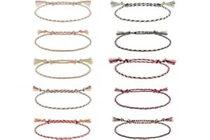 Wodasi Braccialetti Tessuti Fatti, 10 Pezzi Bracciali Colorati, Multicolore, Intrecciati, Sottili Corde, Braccialetti di Amicizia Multi Colore Braccialetto Intrecciato per Polso alla Caviglia, Stile A