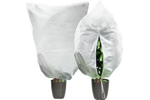GROWNEER 2 Pcs 80x100 CM Plant Covers, 80gsm Plant Covers Freeze Protection, Frost Cloths for Outdoor Plants with Zipper Drawstring, Garden Winter Frost Shrub Jacket Covers