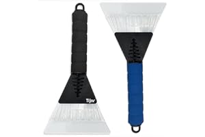 TIJAR® Heavy Duty Ice Scraper for Car Windscreens – Dual Frost & Snow Remover with Soft Foam Grip Handle – Durable Winter Tool for Cars, Vans & Vehicles - PACK OF 2