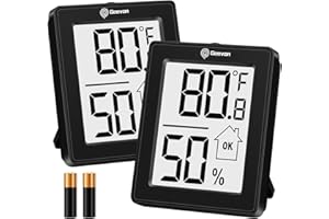 Geevon Digital Thermometer Indoor Hygrometer Humidity Indicator with Battery, Mini Temperature Monitor for Home Office Set of 2