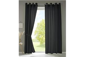 ‎GARDINENBOX Gardinenbox 2er Set Vorhänge Schal Ösen »Berlin« HxB 245x140 cm Schwarz Blickdicht Microsatin Lichtdurchlässig Uni Matt, 20405N2