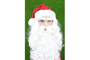 LeMarnia Weihnachtsmann Perücke und Bart Set Lange weiße alte Mann Perücke Wizard Perücken Kostüm Zubehör Weihnachtsmann Set für Männer