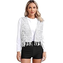 Gilet Donna Con Paillettes E Frange - Senza Maniche, Stile Hippie Y2K Per Feste E Club