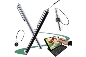 CUIDONGSHENG 2 Pcs Stylet Tablette Universel pour Écrans Tactiles, Stylet Pencil Compatible avec Android/iOS/Smartphone/Tablettes, Stylo Tactile avec Support Fil à Ressort pour Écrans Tactiles Thermomix 5 et 6