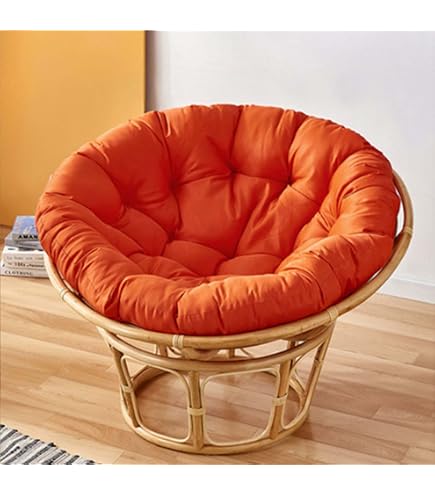 KIUGOP Coussin Rond Rembourré Pour Fauteuil Papasan 120x120 Cm - Blanc, Résistant UV Et Eau