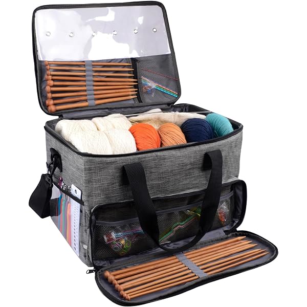 Hobby Gift Sac Rangement Projet Couture Tricot 34x28x12cm - Étui Artisanat Avec Inserts 100% Coton