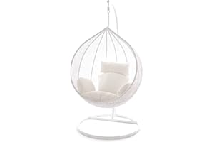 Kideo Swing Chair Hängesessel Hängestuhl Polyrattan Schwebesitz Loungesessel (weiß)