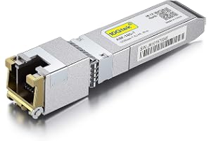10Gtek 𝟭𝟬𝗚𝗕𝗮𝘀𝗲-𝗧 𝗦𝗙𝗣+ 𝘁𝗼 𝗥𝗝-𝟰𝟱 𝗧𝗿𝗮𝗻𝘀𝗰𝗲𝗶𝘃𝗲𝗿, 10Gbe SFP+ Copper Ethernet CAT.6a Module, up to 30-Meter, for Cisco SFP-10G-T-S, Meraki, Fortinet