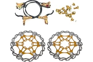 Ensembles de freins à disque hydrauliques SUMC Zoom Ensembles de vélo de montagne Ensemble avant et arrière VTT avec rotor à disque flottant 160 mm et boulons de couleur (doré)