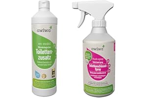 ‎AWIWA awiwa 2er Set Sanitärflüssigkeit wc mobil 1l + Flush Spray 500ml für die Camping Toilette