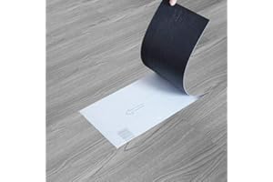 QIHANG-UK 5m² Self Adhesive Vinyl Flooring, Floor Planks with Wood Effect, 36pcs Waterproof PVC Floor Tiles for Bathroom Kitchen and All Flat Floor, Stick On Floor Tiles, 91.5x15.2cm (Washed-Grey)