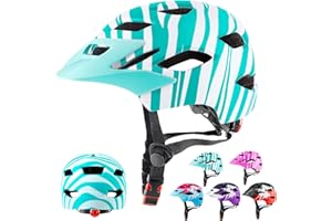 RaMokey Fahrradhelm Kinder, Fahrradhelm mit Licht für Kinder Leichter Kinderhelm mit Verstellbares Zifferblatt für Mädchen und Jungs 48-56CM (ab 3-13 Jahre)