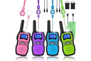Wishouse Walkie Talkies for Kids Adults Rechargeable, Toys for 3 4 5 6 7 8 Year Old Boys Girls, PMR446 Kids Radios Long Range with Flashlight Lanyards, Camping Birthday Xmas Gifts Presents 4 Pack