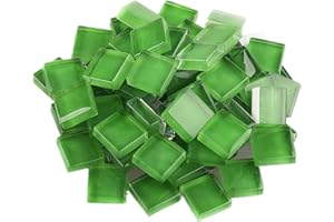 ANKTILY 200g Azulejos de Mosaico, 1x1cm Cuadrado Piezas de Vidrio para Mosaicos Manualidades Variados Decoración del Hogar, Kit Mosaico Teselas(Verde)