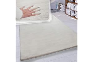 ‎PACO HOME Paco Home Hochflor Teppich Wohnzimmer Schlafzimmer Shaggy Modern Flauschiger Fellteppich Weich Fell Imitat Kunstfell Einfarbig, Grösse:160x230 cm, Farbe:Creme