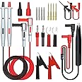 Cleqee Multimeter Test Leads Kit 21PCS Electrical Test Cables with Alligator Clips Test Hook Clips SMD Test Probe Tweezer Lea