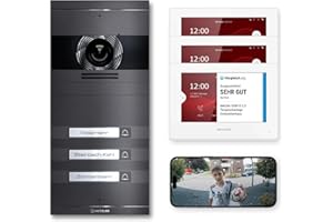 ‎METZLER Metzler VDM10 2.0 Video Sprechanlage Komplett Set mit austauschbarem Namensschild - Anschluss 2-Draht - Türsprechanlage mit HD-Kamera & Bildschirm für 3 Familienhaus, in Eisenglimmer aus V2A Edelstahl