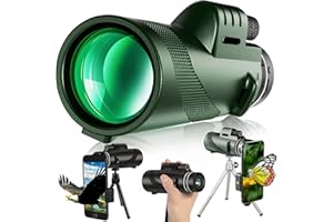 HAYCHE Télescope monoculaire HD 80 x 100 haute puissance pour smartphone, vision nocturne, monoculaire compact pour adaptateur smartphone, télescope portable avec trépied pour l'observation des oiseaux, la