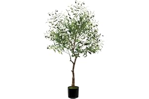 KUOGAS Olivo Artificial, Planta Artificial de 120 cm, Olivo Artificial Grande Adecuado para Decoración de Sala de Estar, Dormitorio, Oficina