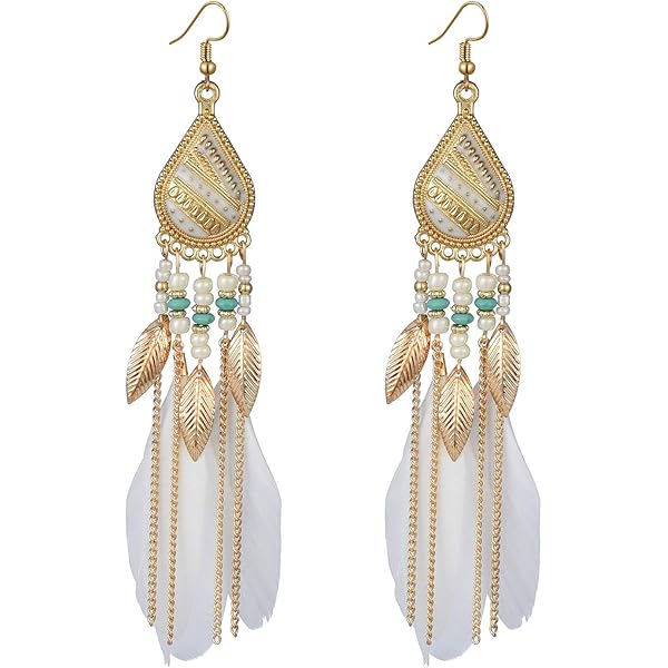 Boho Feder-Ohrringe Set – 6 Paar Lange Fransen-Ohrringe Für Damen, Ethnischer Stil