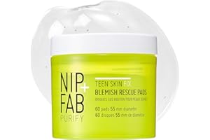 NIP+FAB Nip + Fab Teen Skin Fix Zero Breakout Rescue Face Pads with Salicylic Acid, Witch Hazel and Antioxidant Wasabi Extract, BHA Facial Pad for Cleansing Pores Prevent Breakouts Blemishes, 60 Count