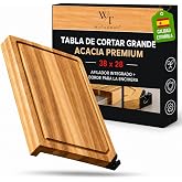WATEGOOS Large Acacia Wood Cutting Board with Edge for Countertop | 15 x 11 inches &middot; Integrated sharpener &middot; Juice collector c