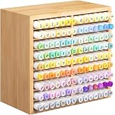 MsisieIve Bamboemarkers, organizer, houten bureau-opslag voor 126 markeerstiften, pennenorganizer voor kinderen, potloodhoude
