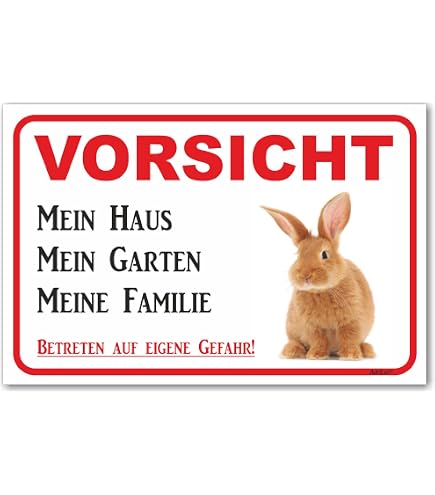 Nanyuk Kaninchen Warnschild – Metallschild Für Tür Oder Garten, Größe A4 (30,5x20 Cm)