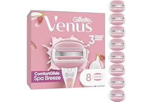 Gillette Venus Lot De 8 Recharges De Rasoir Pour Femmes ComfortGlide Spa Breeze, AUTHENTIQUES, Barres Parfumées, Sans Besoin De Gel A Raser, Cartouches A 3 Lames Conçus Pour Corps Et Poils