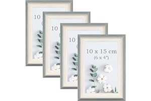 YoHyien 4 Sztuki Ramki na Zdjęcia 10x15, Ramki do Zdjęć Stojące na Biurku 15x10, Ramki na Zdjęcia w Orientacji Poziomej i Pionowej z Mocowaniem na Ścianę (Szałwiowa Zieleń, 10 x 15 cm)