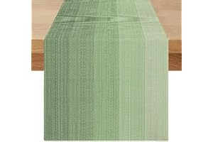 MIUYUNYA Tischläufer Abwaschbar 40 x 140 Outdoor Tischläufer Modern Boho Leinen Table Runner Frühling Wohnzimmer Tischsets Eukalyptus Grün Tischmatten für Landhausstil Esstisch Party Hochzeit